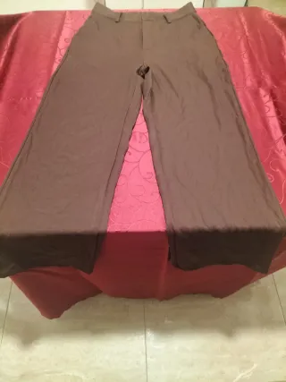 Pantalón ancho mujer marrón
