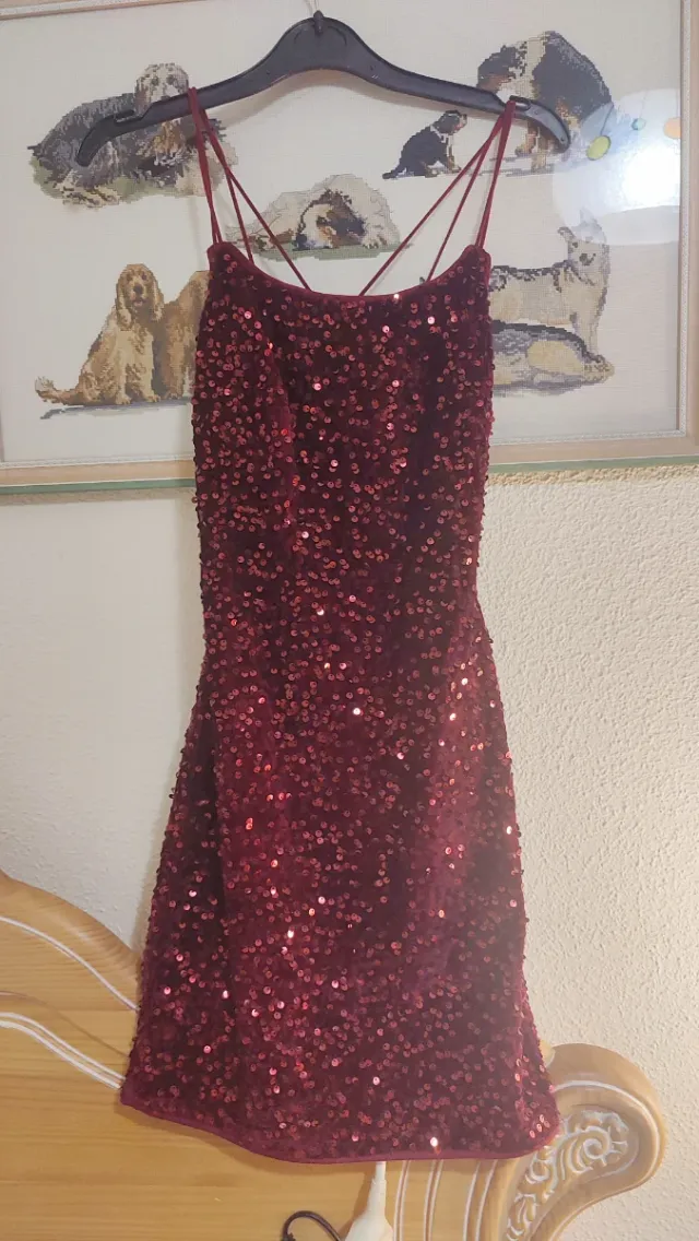Vestido corto lentejuelas rojo