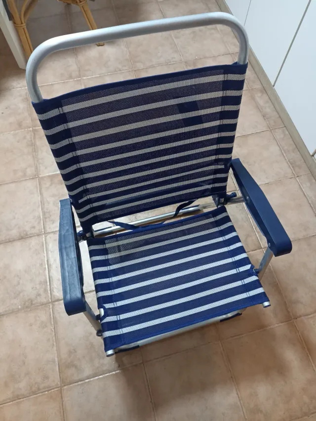 Silla Playa/Camping Plegable Azul y Plata