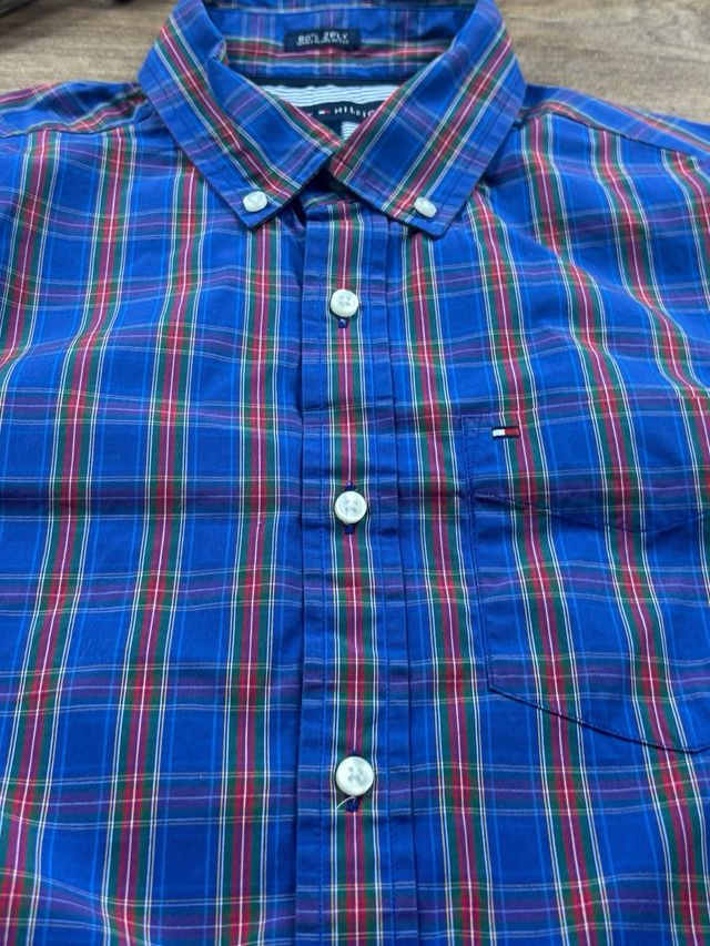 Camicia Tommy Hilfiger blu e rossa XS Regular Fit