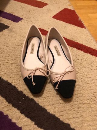Bailarinas Zara Bicolor Beige y Negro
