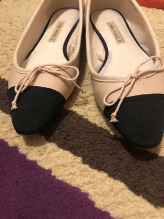 Bailarinas Zara Bicolor Beige y Negro