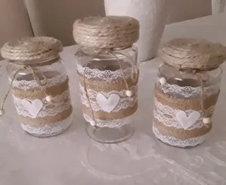 Lote 3 tarros decorados con tapa