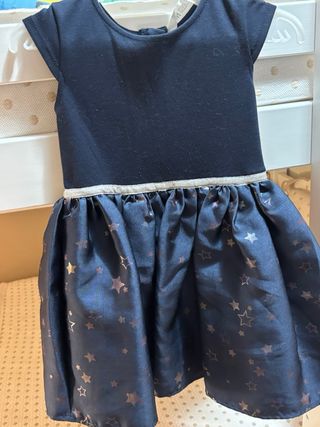 Vestido fiesta niña negro con estrellas doradas