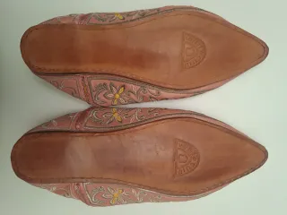 Babouches marocchine donna pelle rosa oro