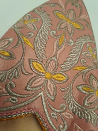 Babouches marocchine donna pelle rosa oro