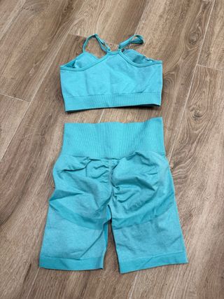 Conjunto deportivo azul top + mallas cortas Shein