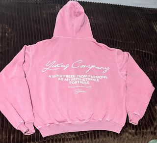 Yuxus Company Hoodie Pink Washed Effect Oversized