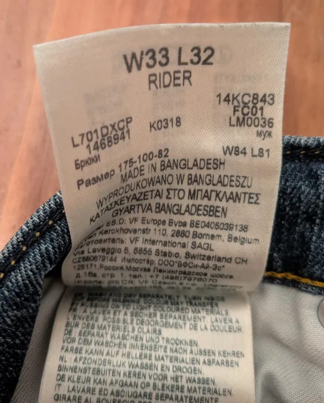 Vaqueros Lee Rider Azul Oscuro Talla 32