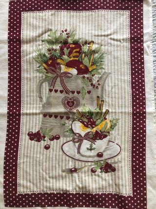 Asciugamano uncinetto beige e rosso