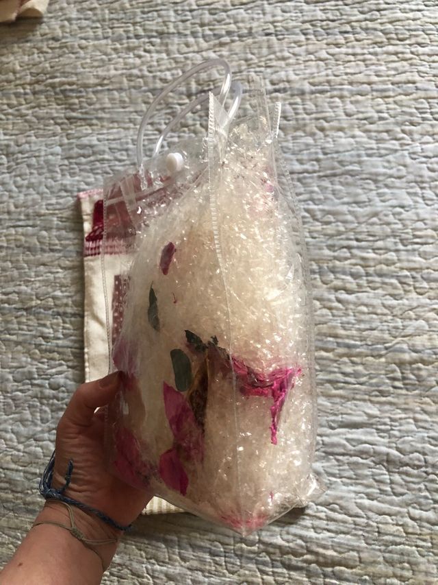 Asciugamano uncinetto beige e rosso