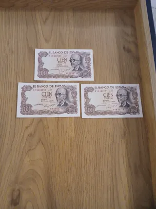 3 Billetes 100 Pesetas Banco de España