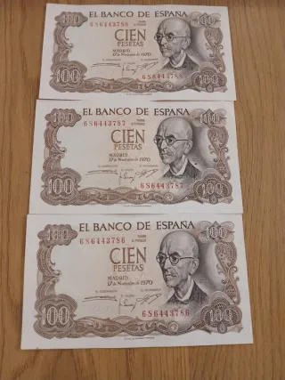 3 Billetes 100 Pesetas Banco de España