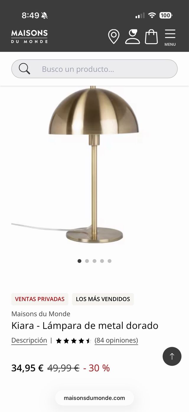 Lámparas doradas: de pie y de mesa