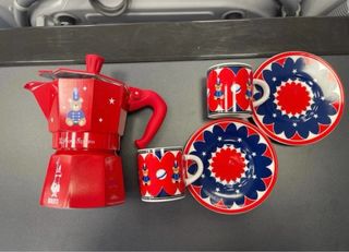 Bialetti moka red set con tazzine e piattini