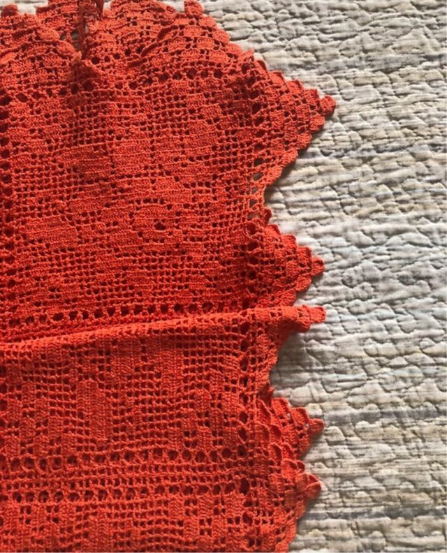 Copritavolo uncinetto vintage arancione