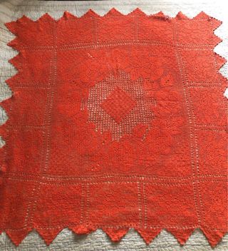 Copritavolo uncinetto vintage arancione