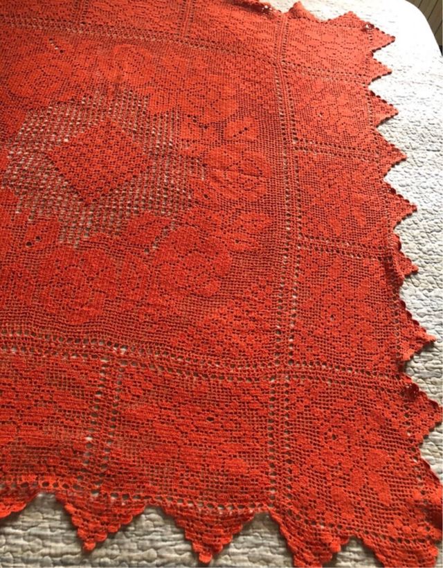 Copritavolo uncinetto vintage arancione