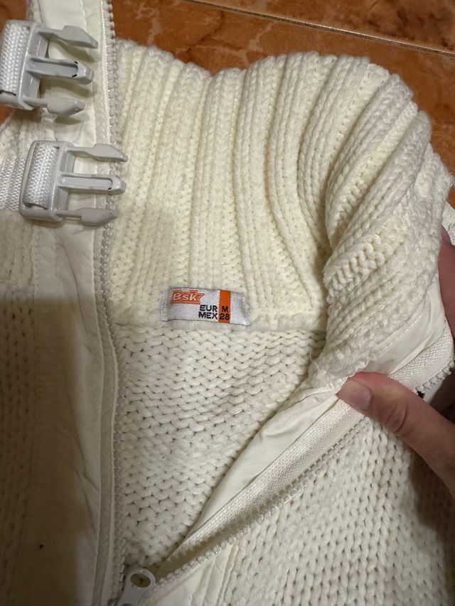 Cárdigan largo de punto blanco t. M