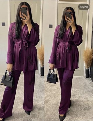 Traje Kimono Pantalón Zara Morado