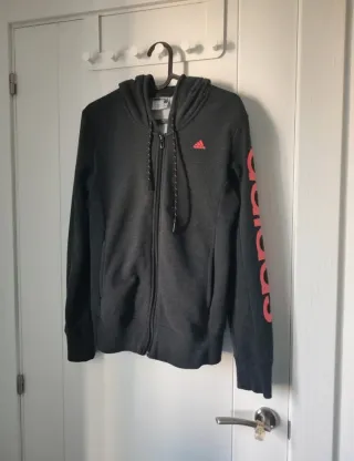 Sudadera Adidas Gris con Logo Coral