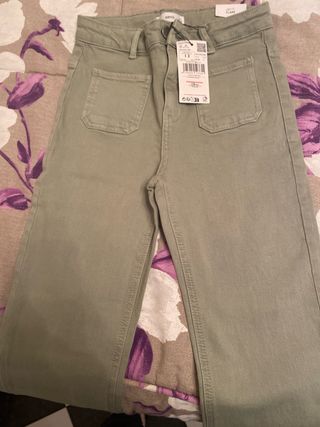 Pantalón Mango Talla 12M Verde Oliva