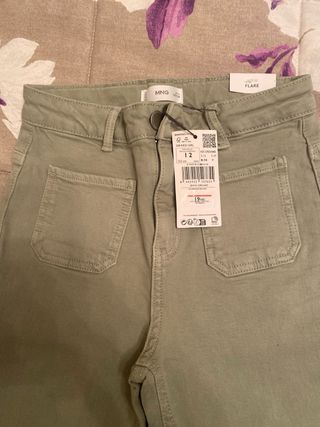 Pantalón Mango Talla 12M Verde Oliva