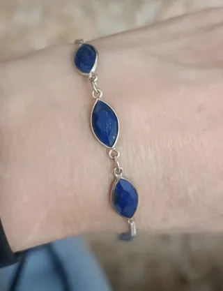 Pulsera Plata con Piedras Azules