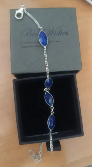 Pulsera Plata con Piedras Azules