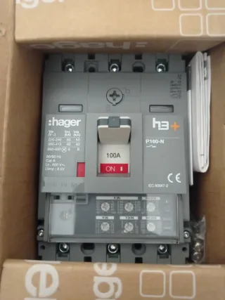 Interruptor automático Hager h3+ P160-N 100A