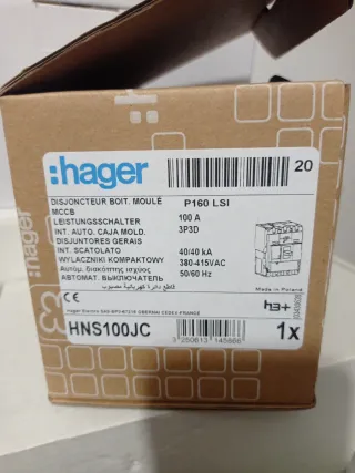 Interruptor automático Hager h3+ P160-N 100A
