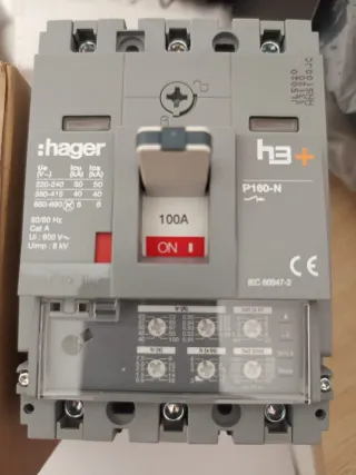 Interruptor automático Hager h3+ P160-N 100A