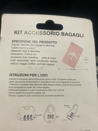 etichetta e lucchetto bagaglio
