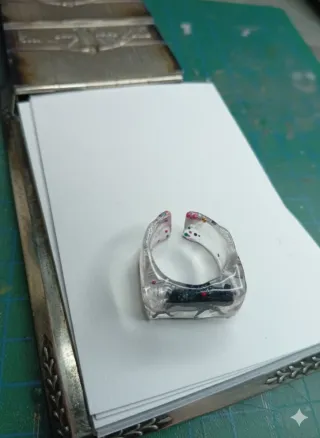 Anillo Resina Gato Negro Transparente calavera