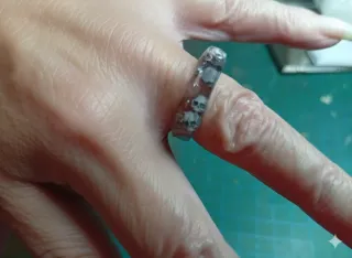 Anillo Resina Gato Negro Transparente calavera