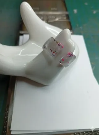 Anillo Resina Gato Negro Transparente calavera