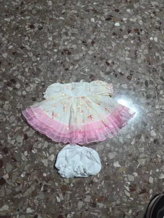 Vestito bambola bianco e rosa