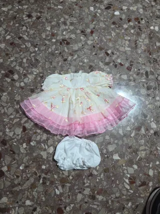 Vestito bambola bianco e rosa