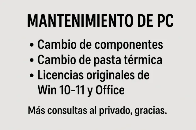 Mantenimiento de PC y Licencias.