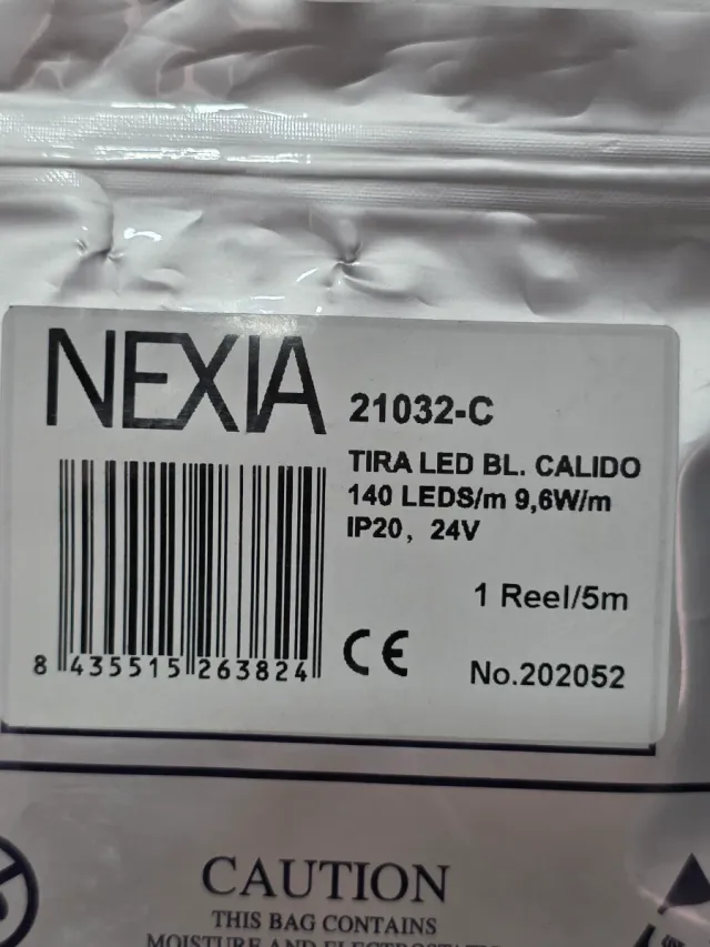 TIRA LED NEXIA 24V 9,6W/m 140 LED/m