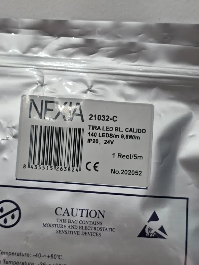 TIRA LED NEXIA 24V 9,6W/m 140 LED/m