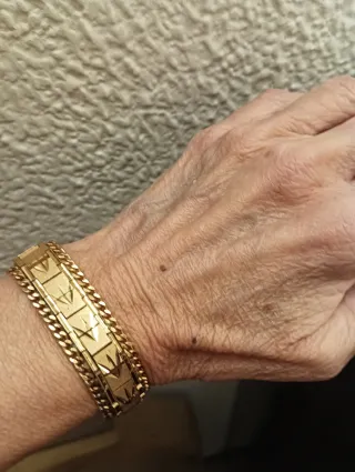 Pulsera MTL doble cadena bañada en oro