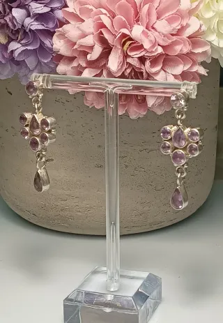 Pendientes Plata y Amatista Largos