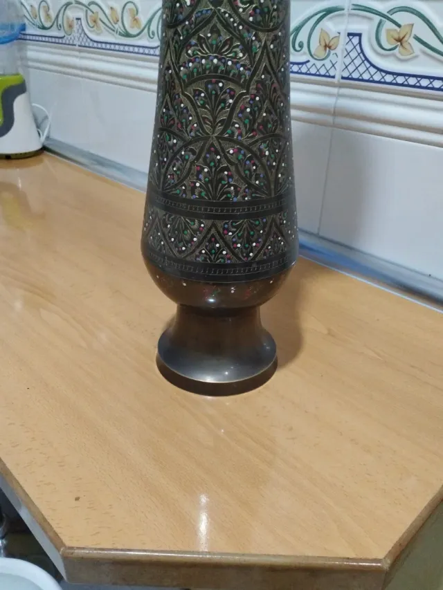 Jarrón Latón Estilo Oriental Dorado