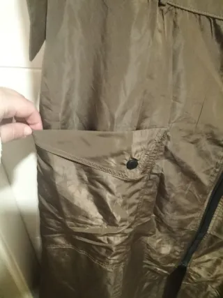 Vestido gabardina largo verde oliva