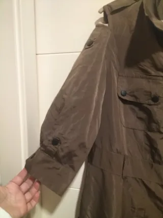 Vestido gabardina largo verde oliva