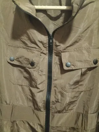 Vestido gabardina largo verde oliva