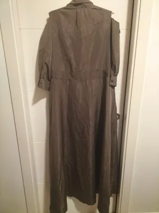 Vestido gabardina largo verde oliva