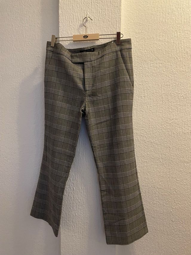 Pantalón estampado cuadros talla 38