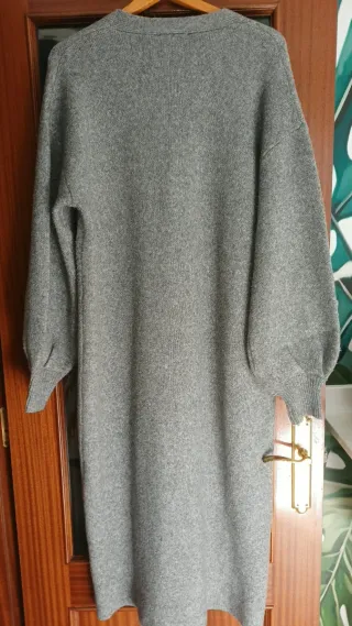 Chaqueta larga lana gris talla S
